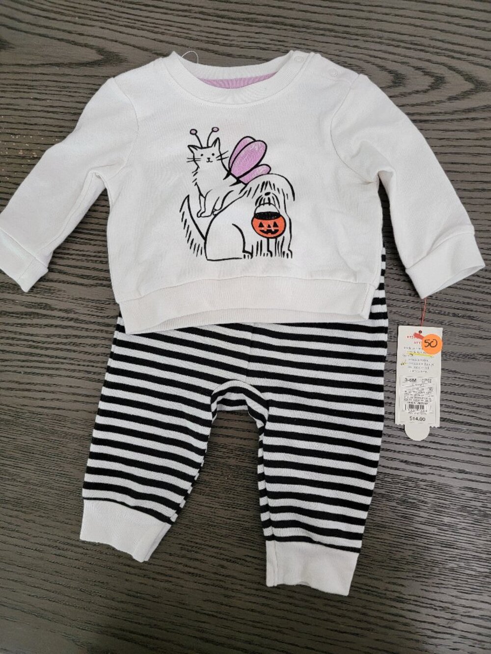 Baby 2pc Halloween Dog & Cat Trick-or-Treating French Terry & Jogger Pants Set